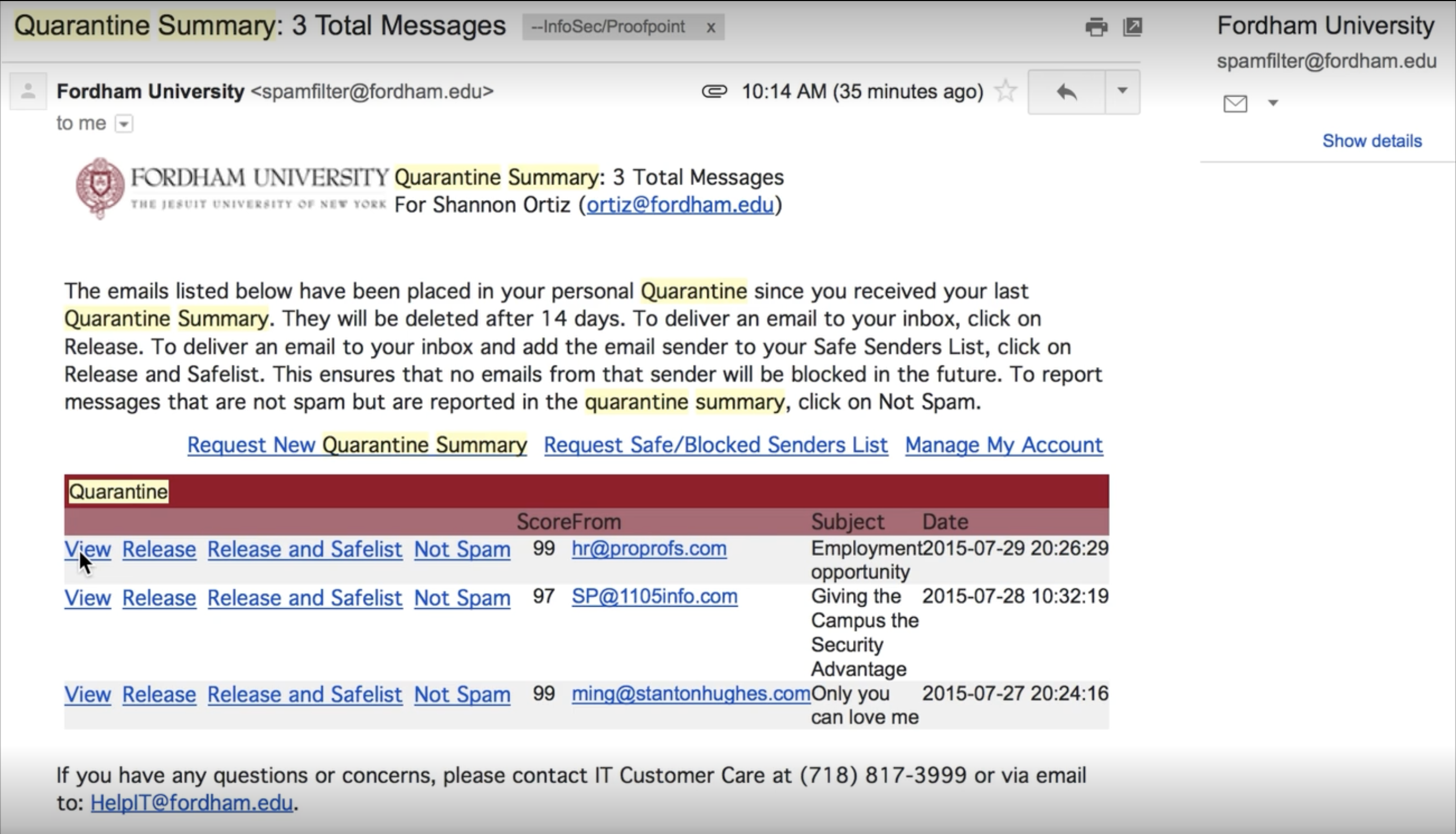 Proofpoint Part 2: Viewing Quarantined Messages