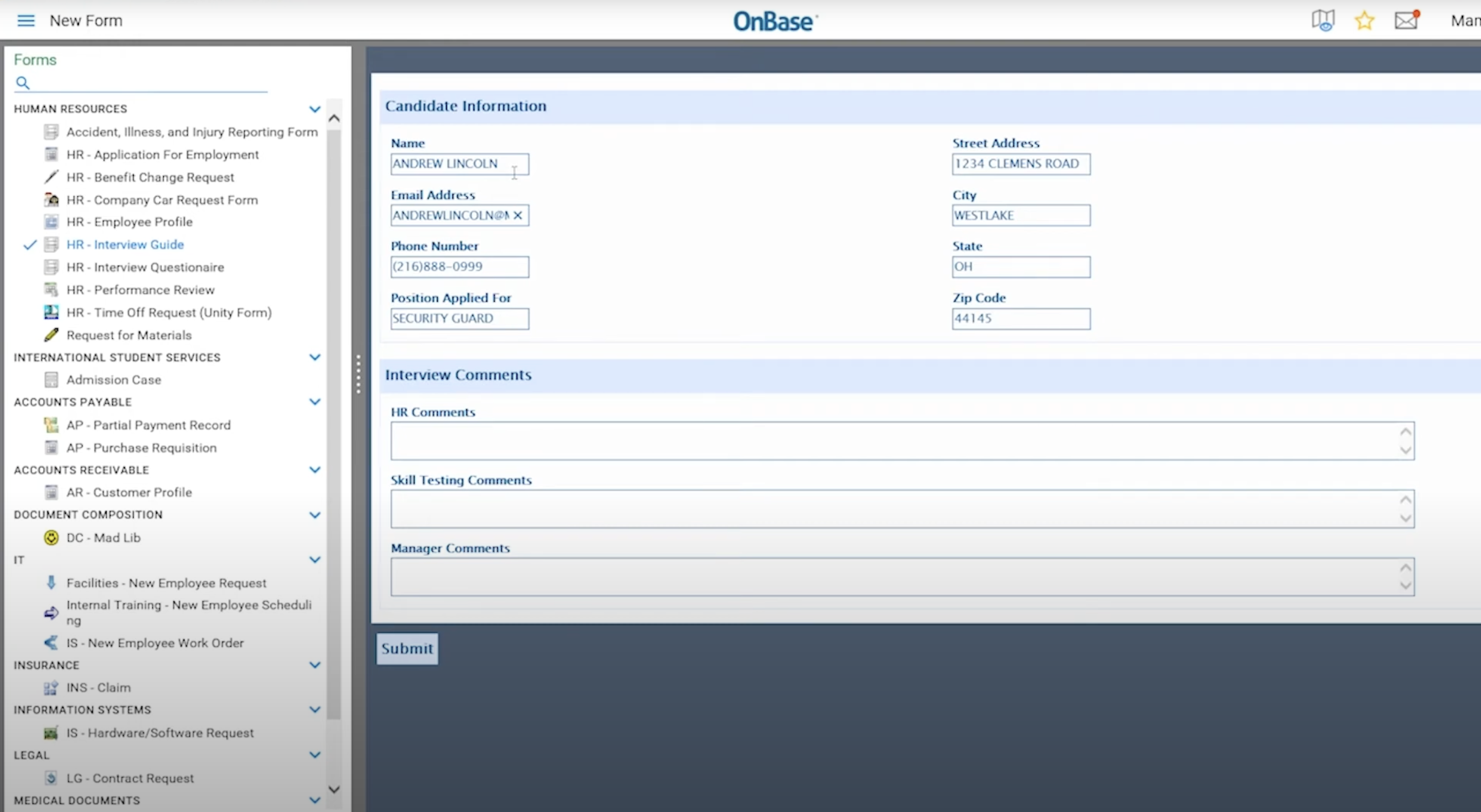 OnBase Completing Forms