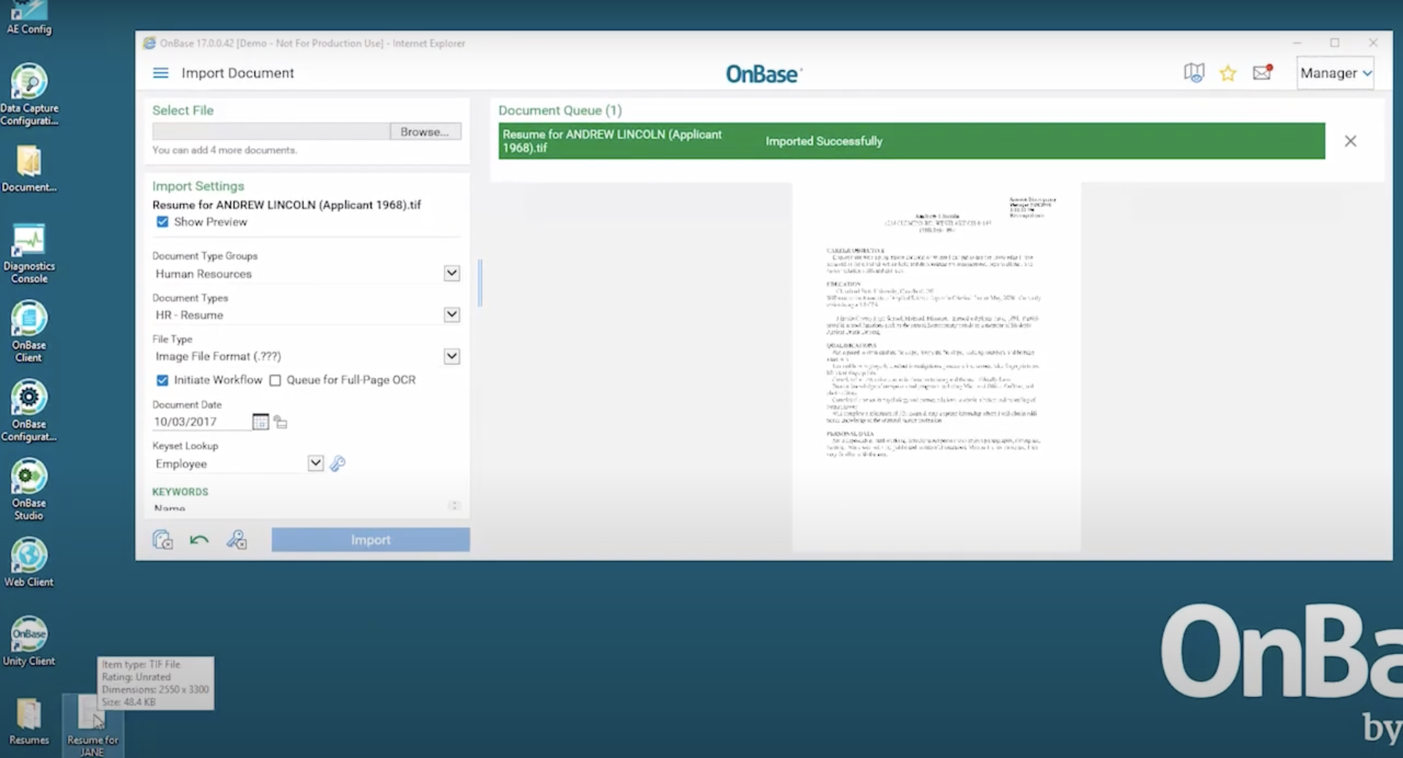 OnBase Importing and Indexing Documents