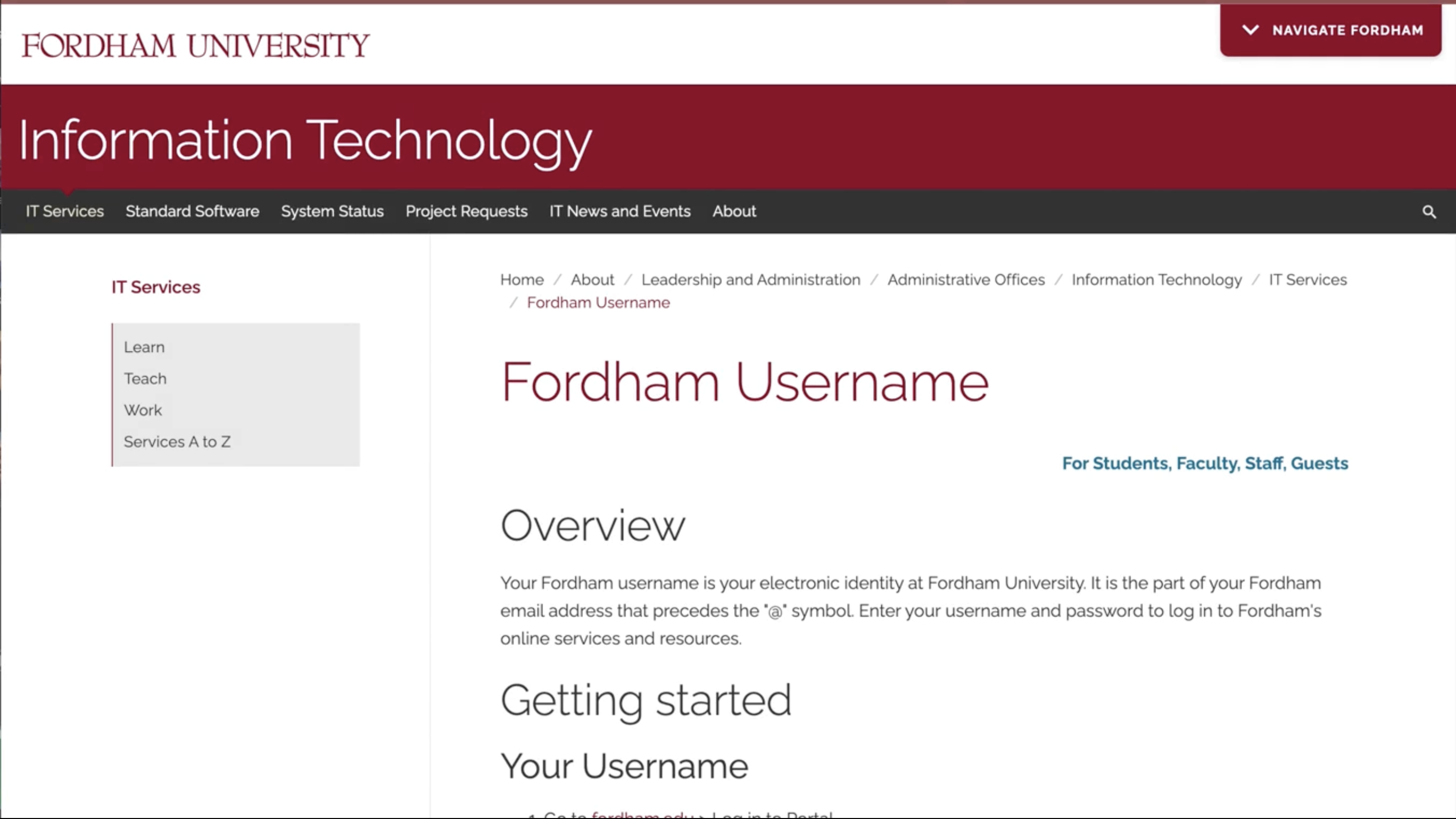Claiming Your Fordham Username